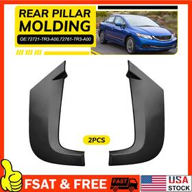 72721-tr3-a00 Auxito 72761-tr3-a00 Pair For 2012-15 Honda Civic Rear Door Pillar Molding Driver And Passenger Side A