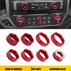 Ktxnh-silverado-8r Auxito Set Of 8 Center Switch Console Button Trim For Cover 14-18 Gmc Sierra Silverado