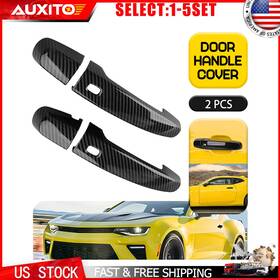 Mbsg-camaro-16-23txw Auxito For 2016-2024 Chevy Camaro Black Carbon Fiber Print 2 Door Handle Covers 2-10x