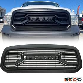 Zw-dq-1318mb Beoc Black Front Bumper Grille For 2013-2018 Dodge Ram 1500 Big Horn Style With Letters