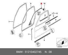 Bmw 51210402745 E39 Front Left Seal Between Door And Roof Frame Weather Strip Oem M5 540i 530i