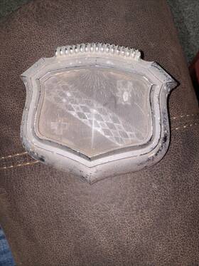 1339347 Buick 1950 Oem Hood Emblem Badge With Plastic Crest And Metal Bezel #1339347