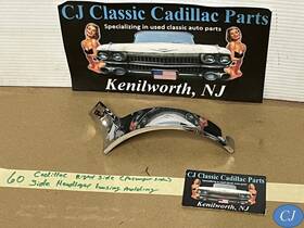 Cadillac 1473378 60 Right Headlight Bucket Housing Chrome Trim Hood Extension Molding