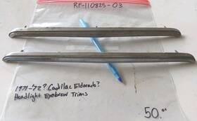 1498203 Cadillac 1498202/1498203 2 Original 1971-1972 Eldorado Headlight Eyebrow Trims