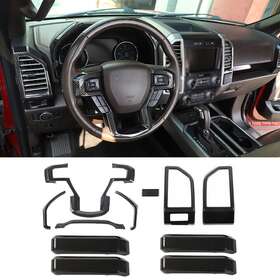 Cherocar2019ab08b20212686 Cherocar 11pcs Interior Accessories Trim Kit Decoration Cover For Ford F150 2015-2020 Abs