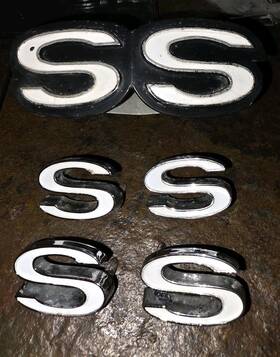 3975497 Chevrolet Black Silver For 1971 Front And Back Chevelle El Camino Super Sports Inch Ss Emblem