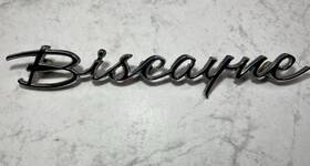 7660653 Chevrolet Chevy Biscayne 1/4 Quarter Panel Emblem Badge Trim Molding Script