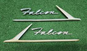 C2db-16229-a Ford 1962 Falcon Lh Rh Front Fender Emblem Moulding Set Read