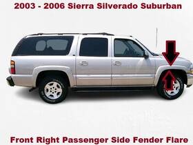 15829687 General Motors 03 To 06 Suburban Tahoe Front Right Fender Flare Molding Silver Oem