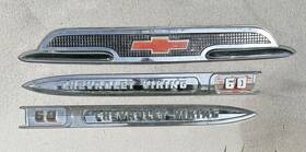 3753144 General Motors 1959 Viking 60 Apache Fender Emblem Hood Ornament Badge Rat Rod Fleetside V8