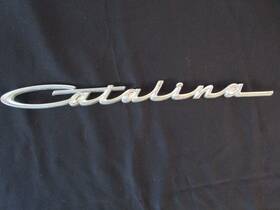 4523401 General Motors Pontiac Catalina Metal Script Fender Emblem Vintage Automobile 14 Inch L