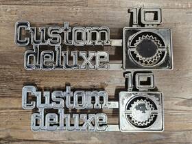157520 General Motors Corporation Custom Deluxe 10 Front Fender Emblem Set 1975-1980 Chevy Pickup Trucks Oem Gm
