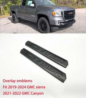84806909 Gmc Overlay 2pc Matte Black Door Rear Elevation Emblem 2019 Sierra 1500 2021 Canyon