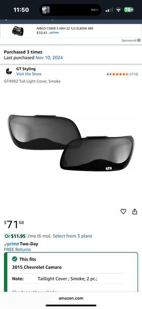 Gt4992a Gts Styling Tail Light Covers Smoke 2 Pc. Fits Chevy Camaro 2014-2015 14 15