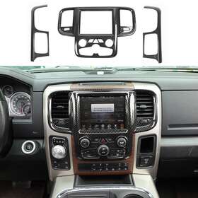 Hthe 768387732821 3pcs Carbon Fiber Central Navigation Gps Panel Trim Kit For Dodge Ram 1500 12-17