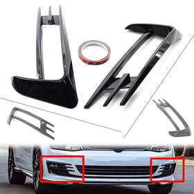 Hukyu 612045941622 For Vw Golf 7 Mk7 2014-2017 Gloss Black Fog Light Lamp Cover Bumper Grille Trim