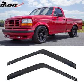 Wd-ff15080sc Ikon Motorsports Fits 80-96 Ford F-150 F-250 F-350 Standard Cab Slim Style Window Visors Acrylic