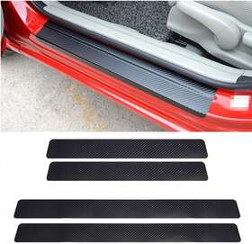 Ld00004 Lanzmyan Auto Door Sill Protector Universal 3d Carbon Fiber Scuff Red