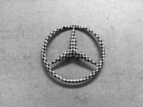 202-758-03-58 Mercedes-benz C-class W202 Black And White Houndstooth Rear Trunk Emblem Oem Badge Star