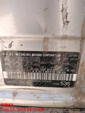 165.ms1320 Mitsubishi Right Quarter Moulding Oem 2020 Eclipscrs