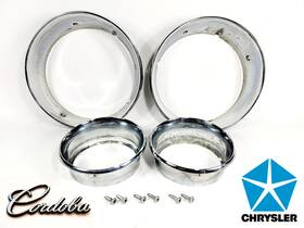 3781091 Oem 3781090 75 76 77 Chrysler Cordoba Headlight Ring Bezel Set Chrome