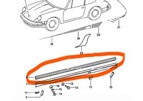 930.559.103.01 Oem 74-89 Porsche 911 Side Skirt / Rocker Panel Rubber Molding 93055910301