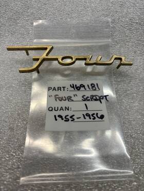469181 Packard 1955 1956 400 Inch Four Script Plate Emblem - Part #