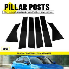 Bzt-civic-22-25-6b Pillar Covers Glossy Black 6pcs Window Bc Post Cover For Honda Civic Fe Fl 2022-2025