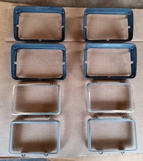 10004292 Pontiac 79 80 81 Firebird Headlight Bezels Black Die Cast Surrounds With Retainers Set 4