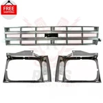 New Front Grille Headlight Door Chrome & Silver 3PC For 1982-1990 Chevrolet S10. Fixed Price $145.40.