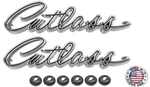 Front Fender Cutlass Script Emblem Set For 1968-1969 Oldsmobile Usa Made. Fixed Price $95.98.
