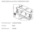 Genuine Honda Garnish Assembly Rear License 74890-S9V-A10ZA For Pilot New. Fixed Price $249.99.