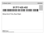 Genuine Bmw Wheel Arch Trim, Rear Right 51-77-7-425-452 New. Fixed Price $208.34.