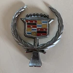 Vintage 1980S 1990S Cadillac Wreath & Crest Car Hood Ornament Emblem Square Base. Fixed Price $30.00.