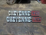 1971 - 1972 Cheyenne 10 Front Fender Emblem Nameplate Pair Chevy Truck. Fixed Price $55.00.
