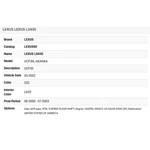 2002 Lexus LS430 Door Window Strap Weather Bar Used Oem 7572050010. Fixed Price $169.49.