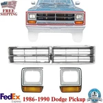Grille Chrome + Headlight Bezels Lh & Rh For 1986-1990 Dodge Full Size Pickup. Fixed Price $141.27.