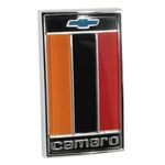 New Trim Parts Striped Front Header Panel Emblem / For 1975-77 Camaro 6844. Fixed Price $91.99.