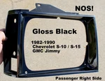 Oem 1982-1990 Chevrolet S10 / S15 Gmc Jimmy Black Right Side Headlight Bezel. Fixed Price $59.99.