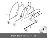 Bmw E39 Front Left Seal Between Door & Roof Frame Weather Strip Oem M5 540I 530I. Fixed Price $110.00.