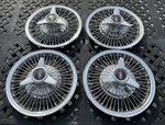66 67 Oldsmobile Cutlass 442 F85 14 Spoked 3 Bar Wire Spinner Wheel Hubcaps. Fixed Price $297.46.