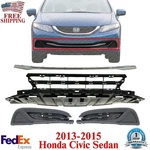 Front Bumper Grille + Molding Fog Light Covers For 2013-2015 Honda Civic Sedan. Fixed Price $123.88.