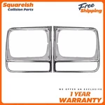 New Headlights Headlamps Chrome Trim Bezel Pair For 1997-2001 Jeep Cherokee. Fixed Price $75.00.
