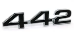 New 1968 "442" Rear Trunk Deck Lid Emblem Badge Black Trim Olds Cutlass Hurst. Fixed Price $59.99.