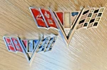 Pair 1960'S Chevrolet V8 Emblem Oem Impala Chevelle Corvette Cross Flags 3840318. Fixed Price $9.99.