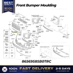 Genuine Front Bumper Moulding 86569S8SB0TRC For Hyundai Palisade. Fixed Price $244.00.