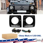 For 1990-18 Mercedes W463 G63 Wagon G500 Headlight Bezel W/ Led Drl Gloss Black. Fixed Price $78.18.