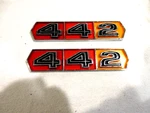 2-1966-67 Oldsmobile Cutlass 442 Front Fender Emblems 397387. Fixed Price $79.99.
