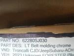 Oem New 2019-2023 Subaru Forester Door Belt Molding Driver Side Rear 62280SJ030. Fixed Price $45.00.