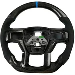 Real Carbon Fiber Steering Wheel Blue Stripe Ford F150 Raptor W/heated 15-20. Fixed Price $450.99.